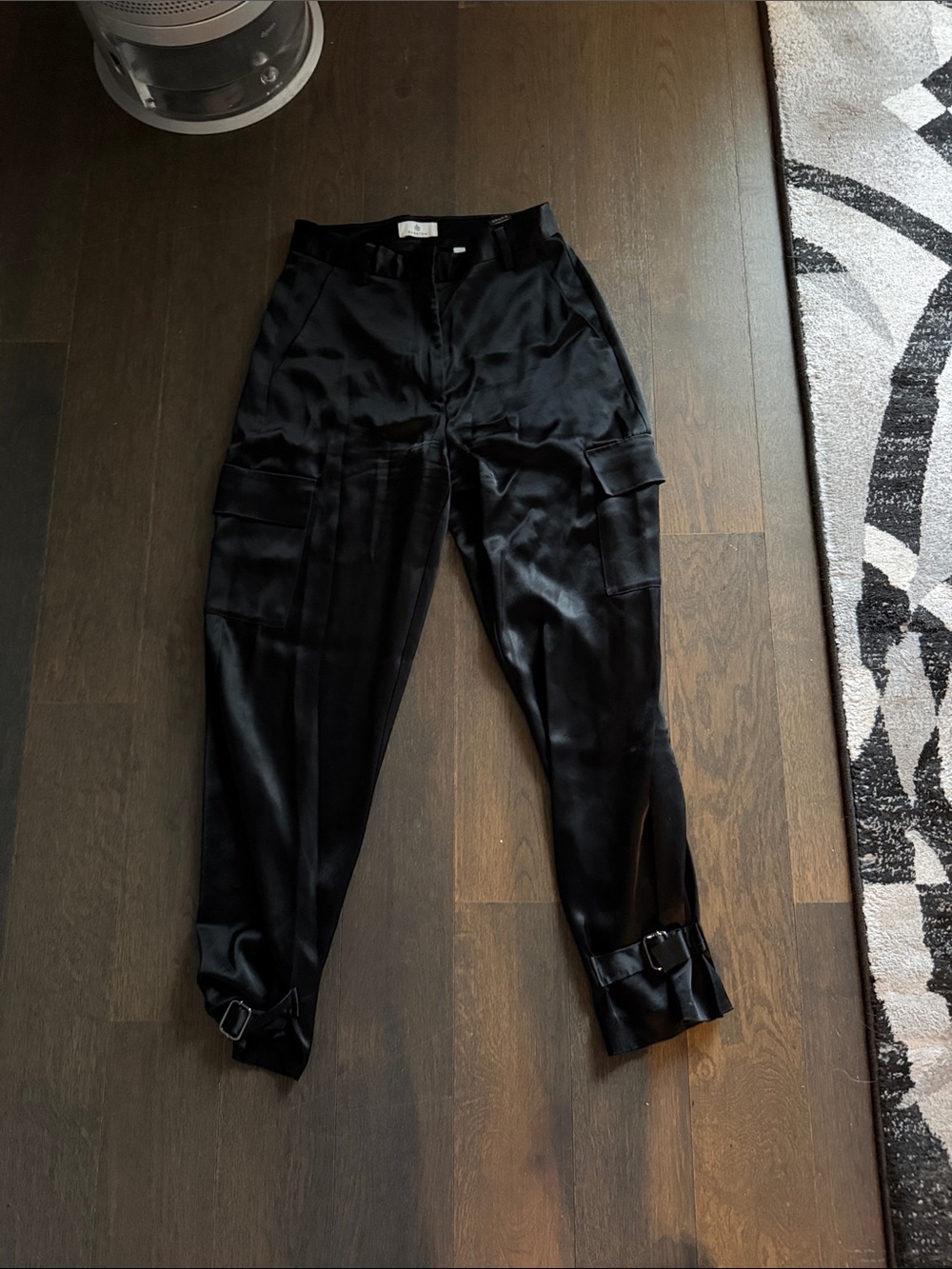 Babaton Black and Satin Cargo Buckle Pants